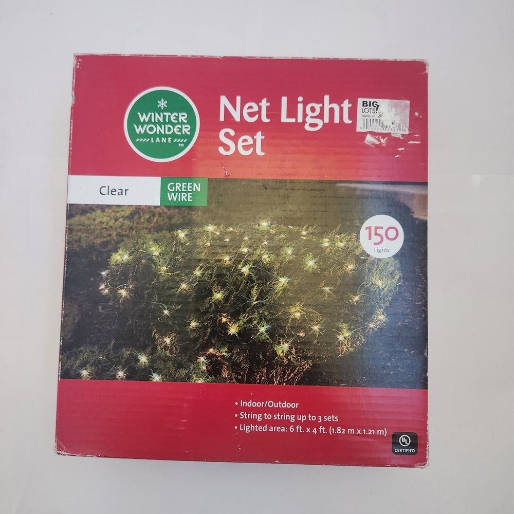 Winter Wonder Net light set Clear 150 count 6x4, Tested Works